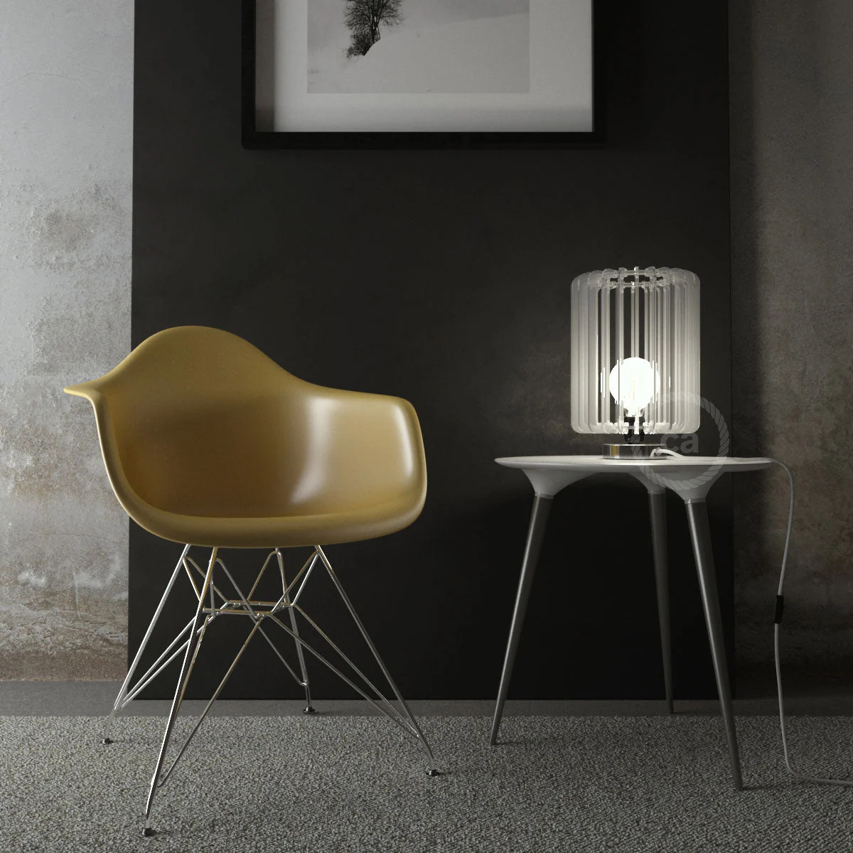 Posaluce for lampshade - Metal table lamp with UK plug - Chrome - Image 2