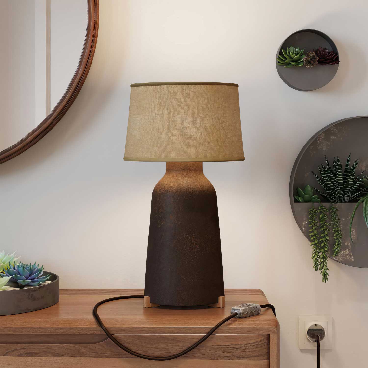 Bottiglia ceramic table lamp with Athena lampshade - Natural jute - Image 2
