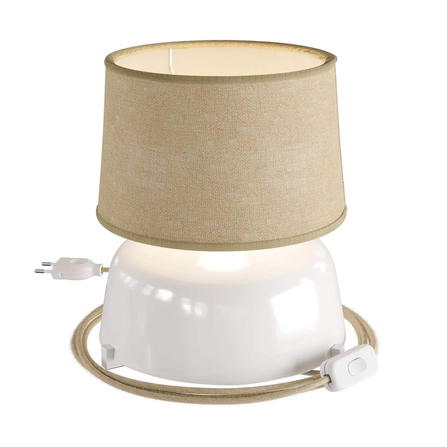 Ceramic Coppa table lamp with Athena lampshade - Natural jute