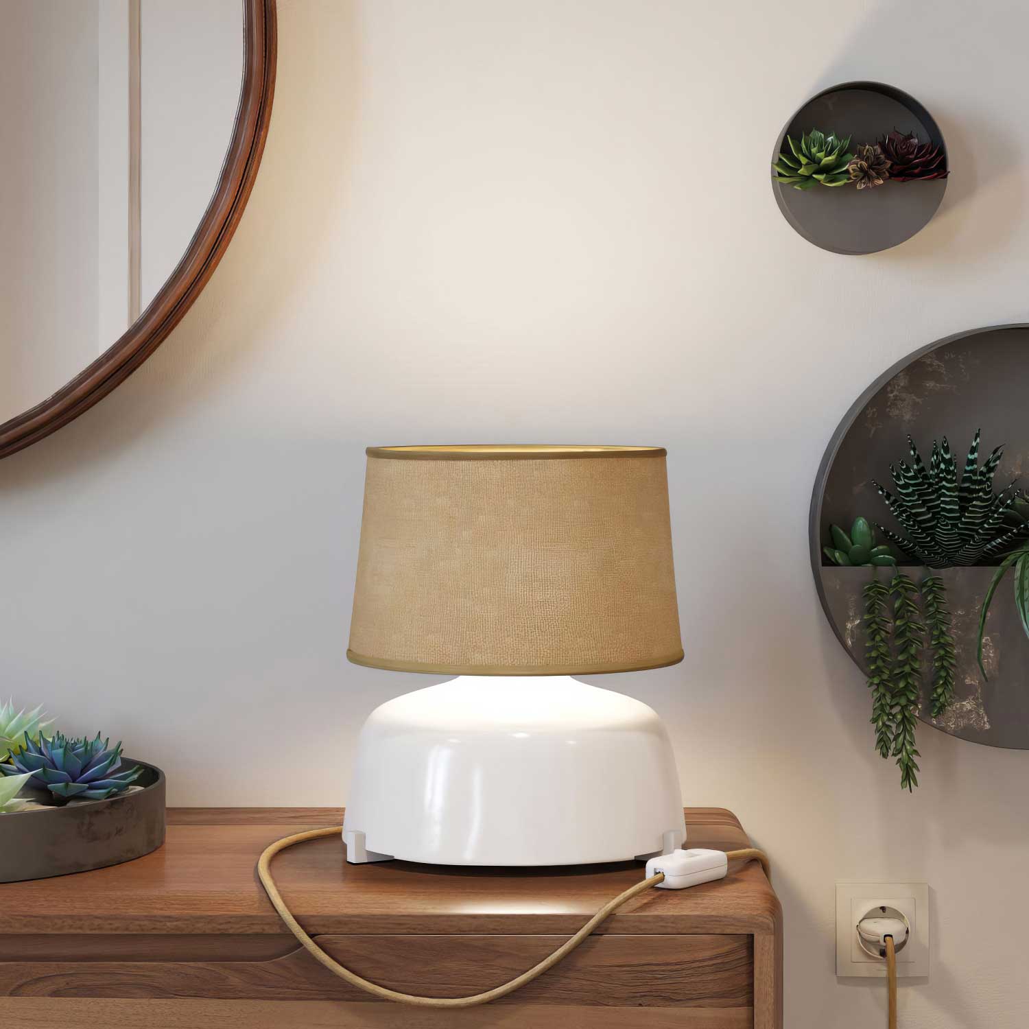 Ceramic Coppa table lamp with Athena lampshade - Natural jute - Image 2