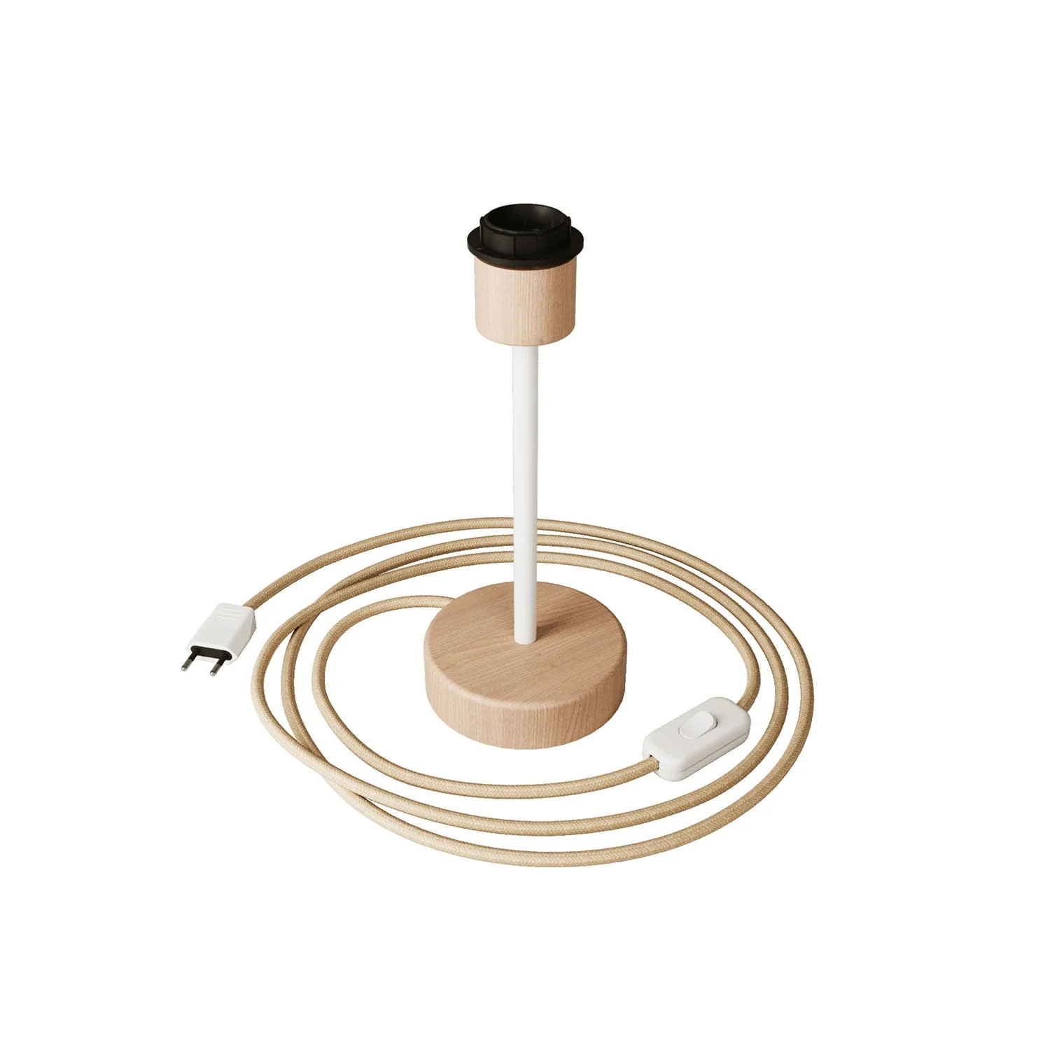 Wooden table lamp prewired for lampshade - Alzaluce Wood - Neutral