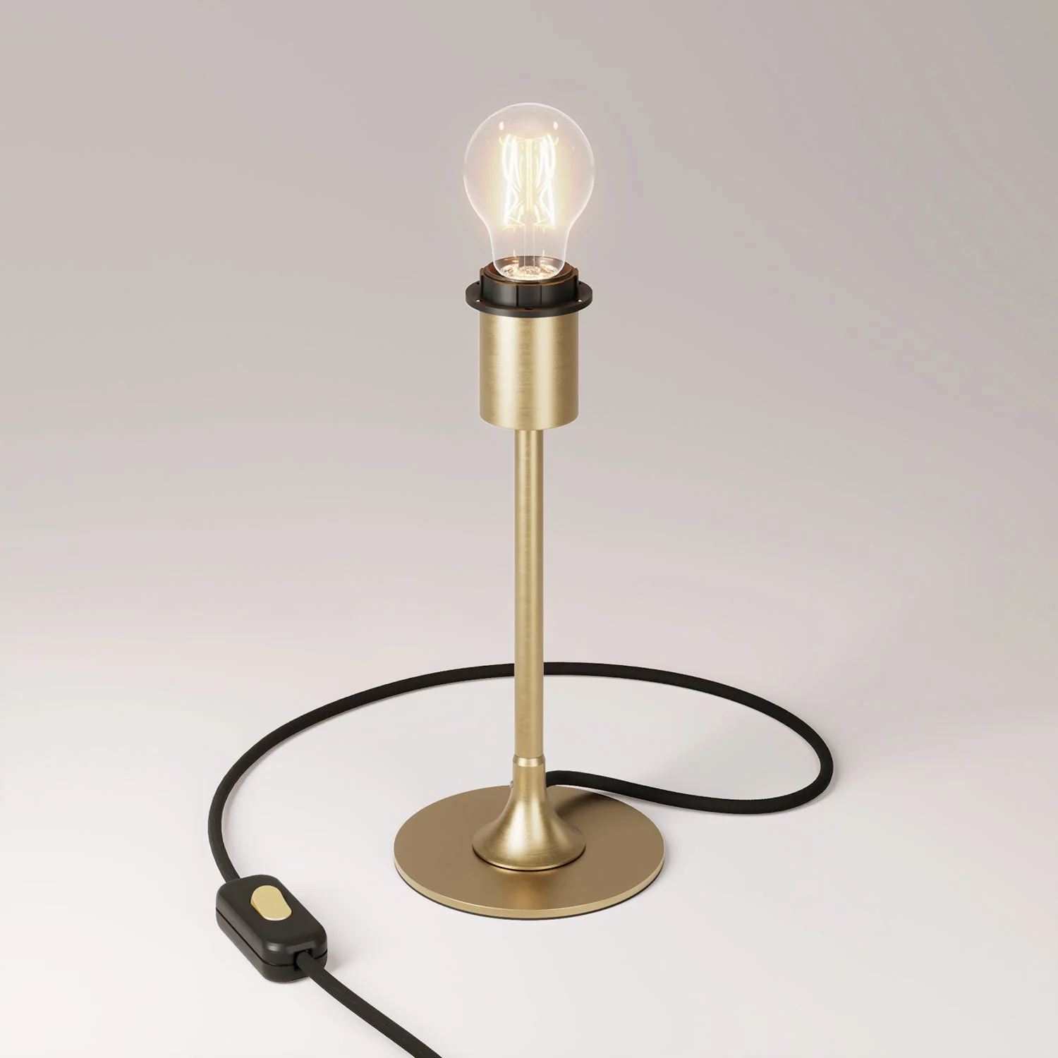 MAG-Y table lamp with round metal base and provision for lampshade - Satin bronze