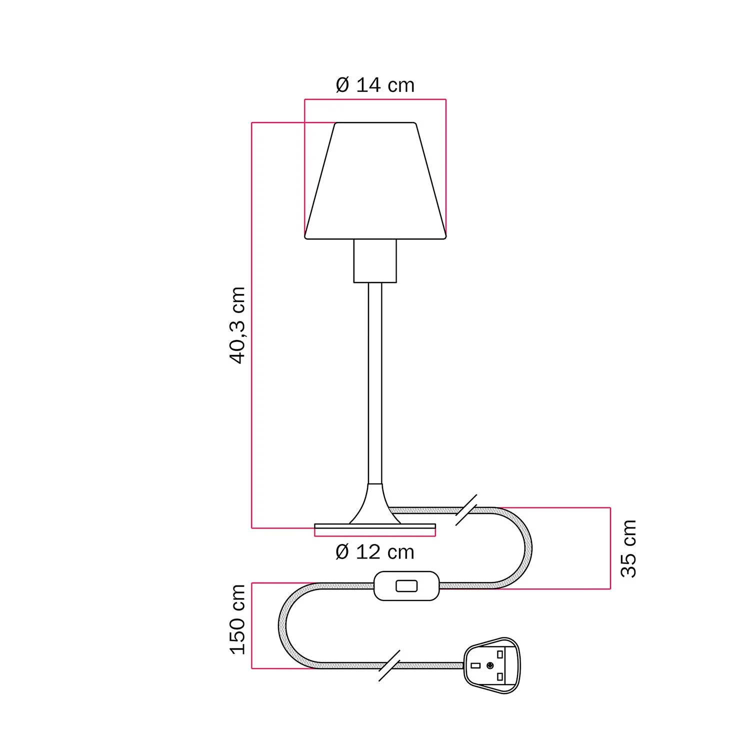 MAG-Y table lamp with round metal base, lampshade and UK plug - Matt white - Image 5