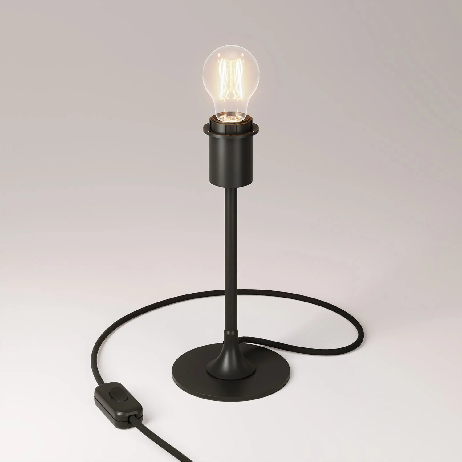 MAG-Y table lamp with round metal base, lampshade fitting and UK plug - Black