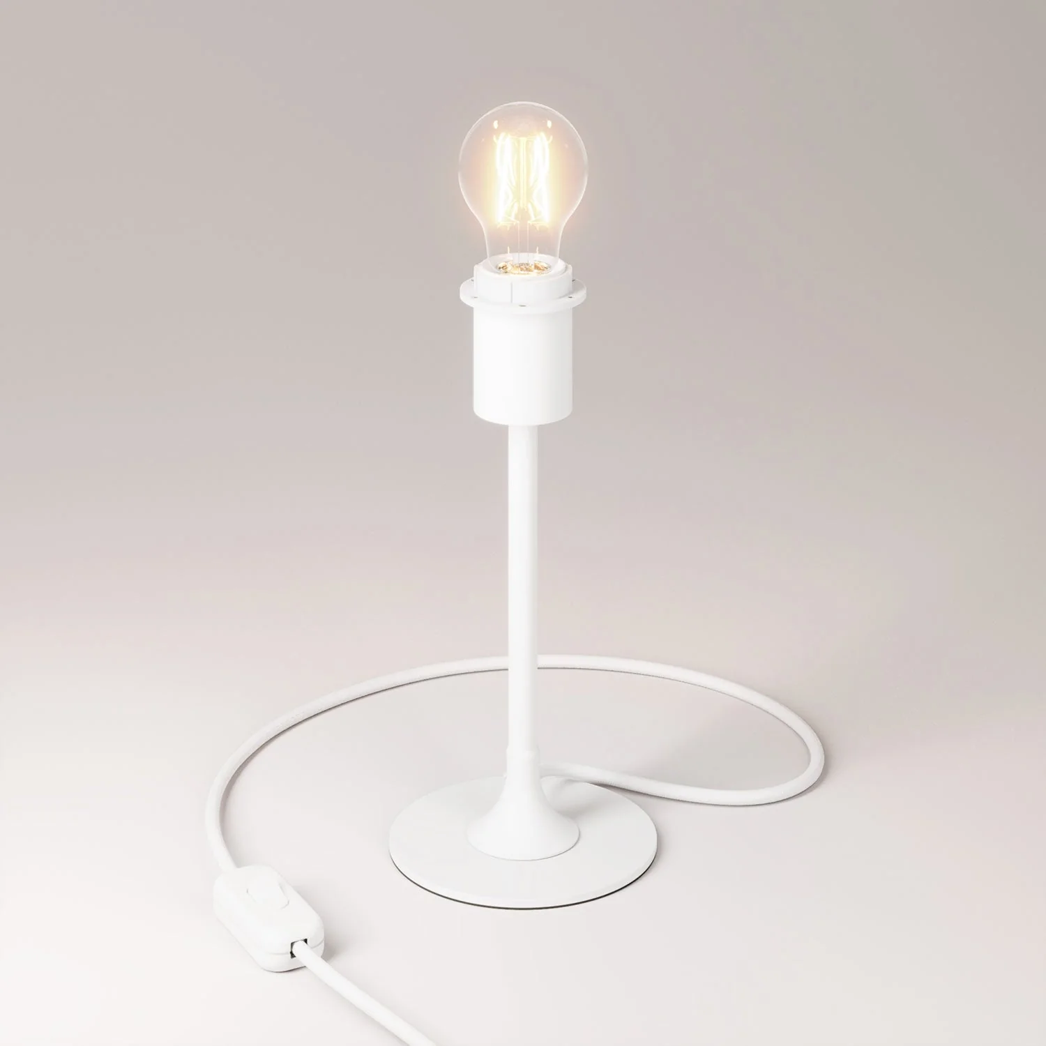 MAG-Y table lamp with round metal base, lampshade fitting and UK plug - Matt white