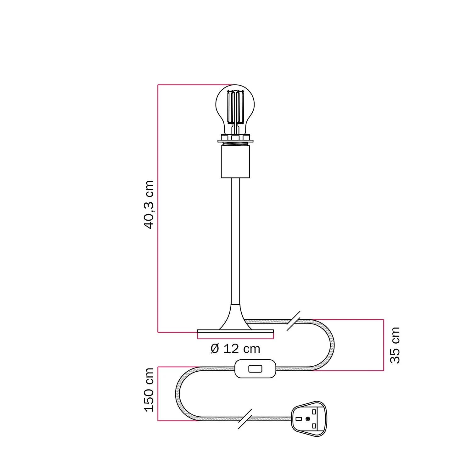 MAG-Y table lamp with round metal base, lampshade fitting and UK plug - Matt white - Image 4