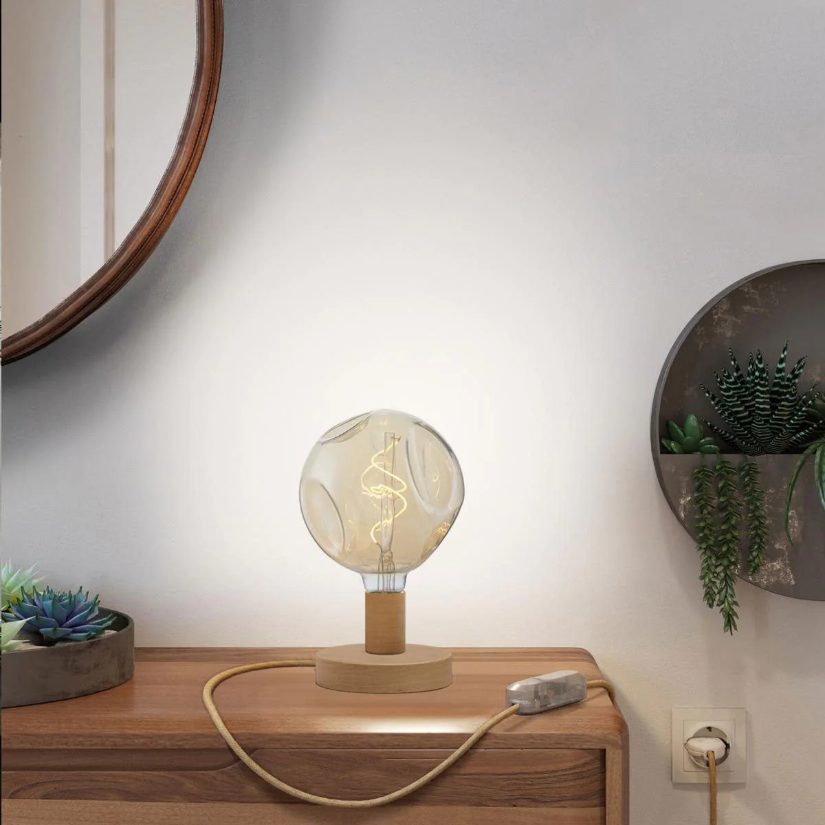 Posaluce Bumped table lamp in wood - Neutral - Image 6