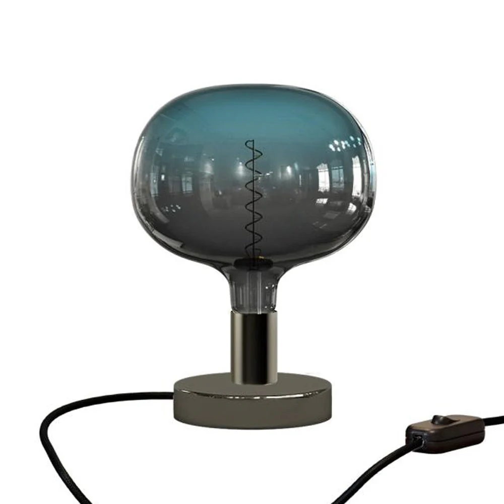 Posaluce Cobble table lamp in metal with UK plug - Pearl black