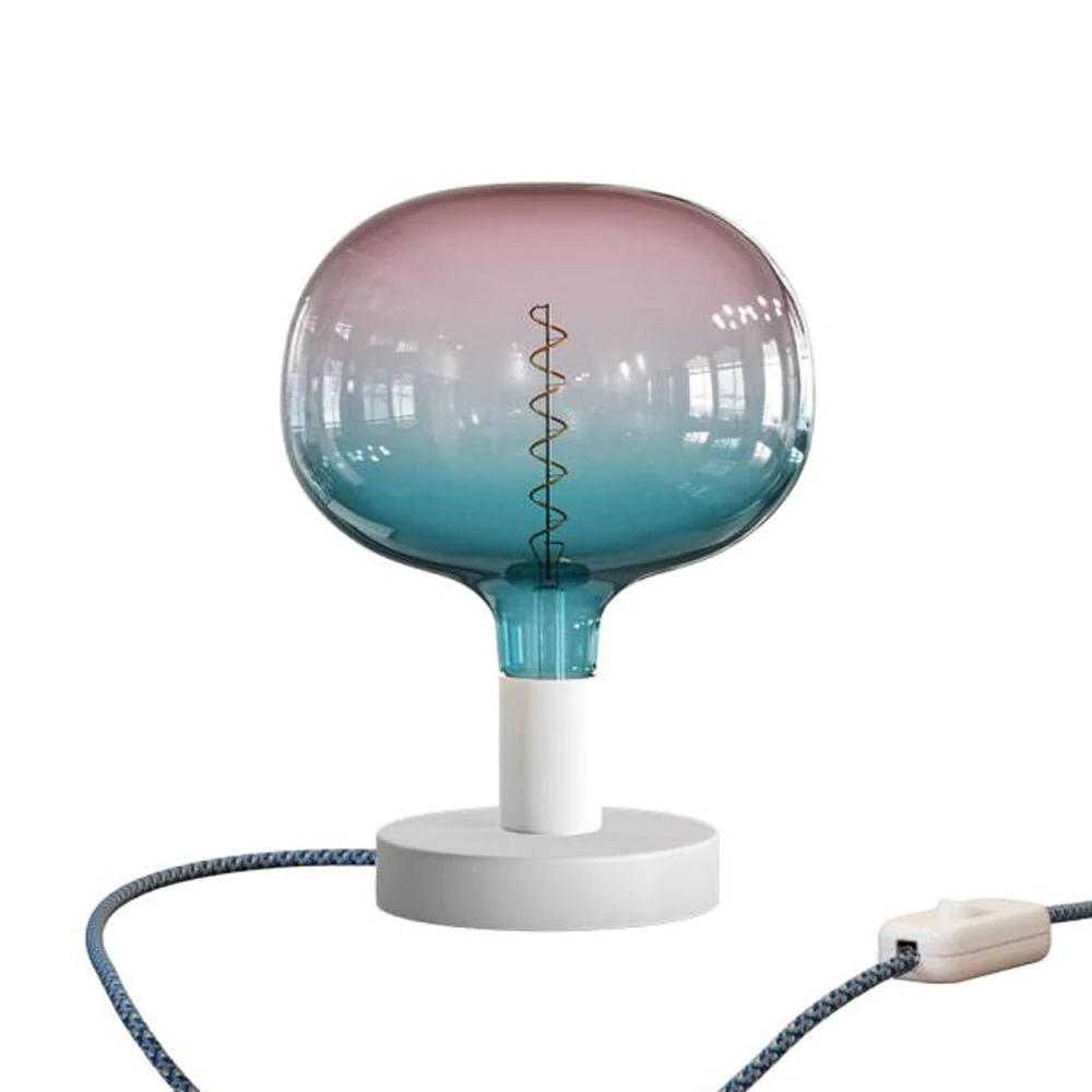 Posaluce Cobble metal table lamp with UK plug - Matt white