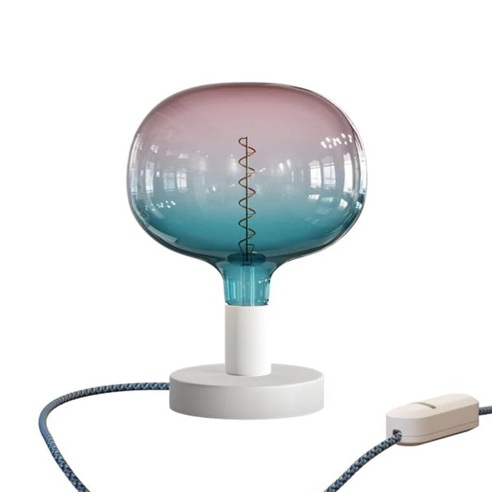 Posaluce Cobble metal table lamp with UK plug - Matt white - Image 5