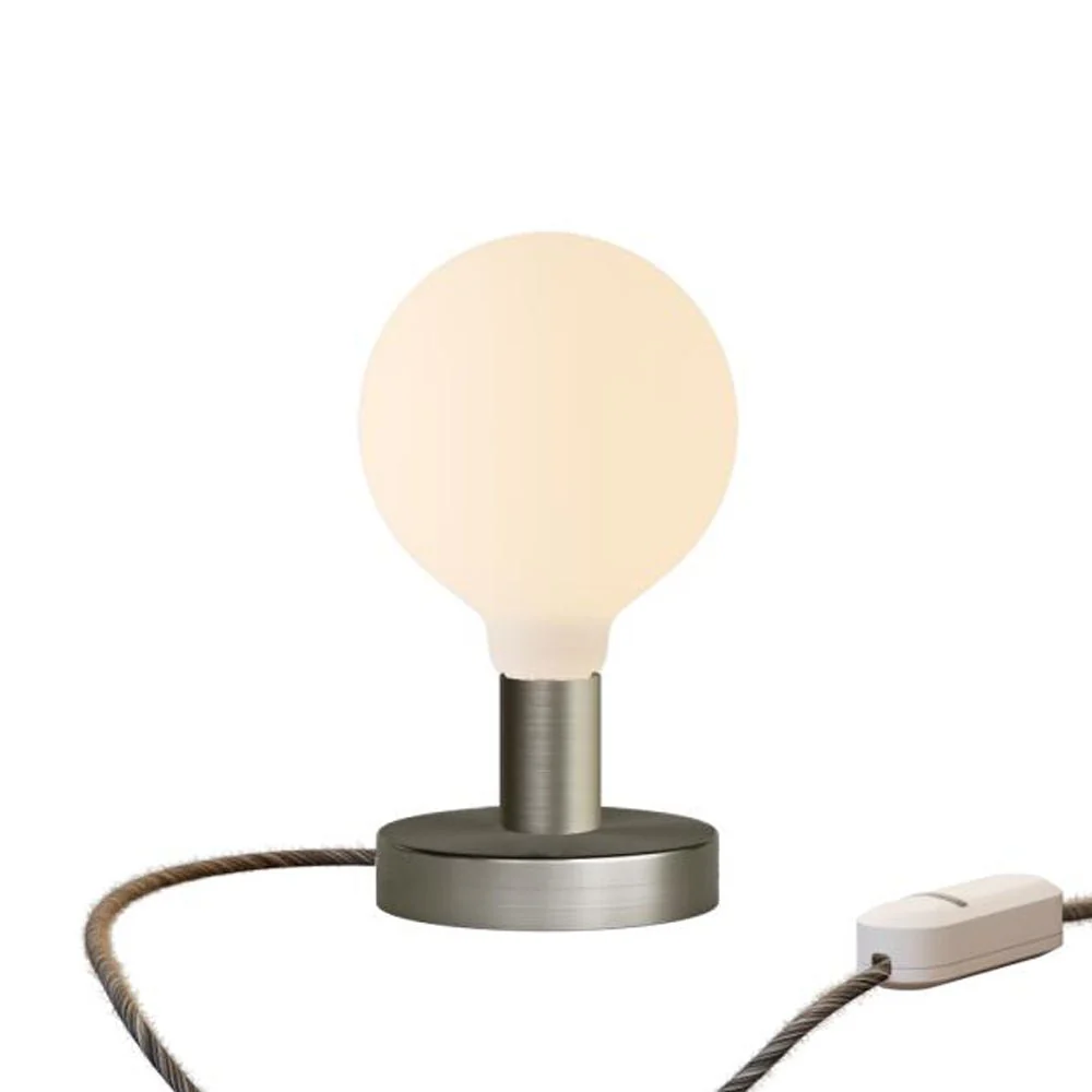 Posaluce Globo table lamp in metal with UK plug - Satin titanium - Image 5