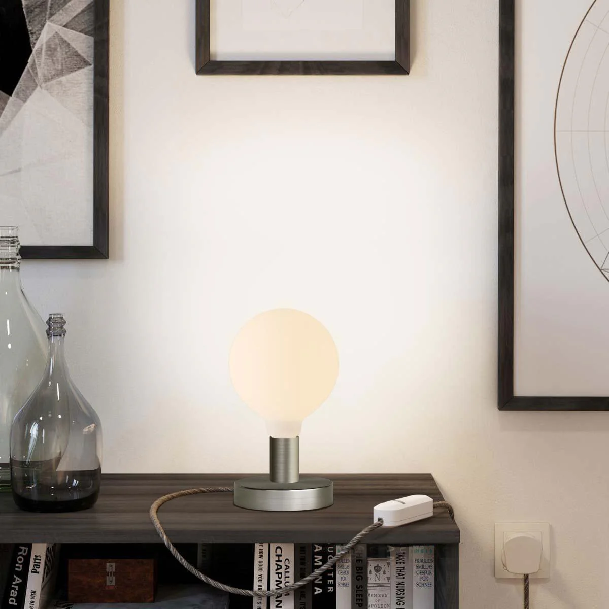 Posaluce Globo table lamp in metal with UK plug - Satin titanium - Image 6
