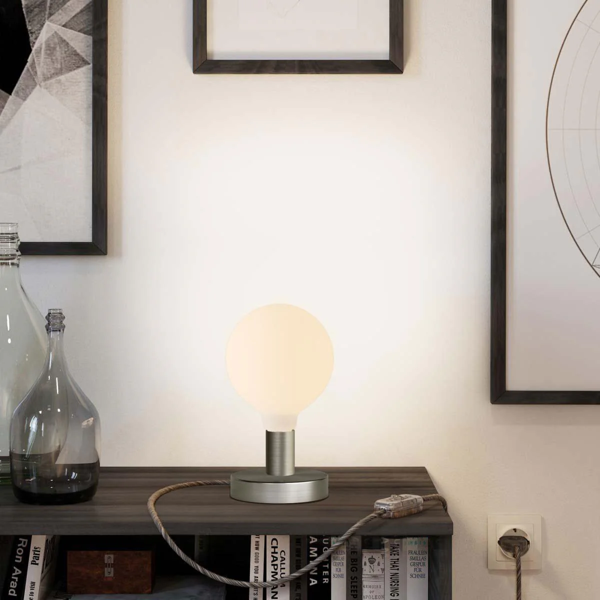 Posaluce Globo table lamp in metal – Satin titanium - Image 2