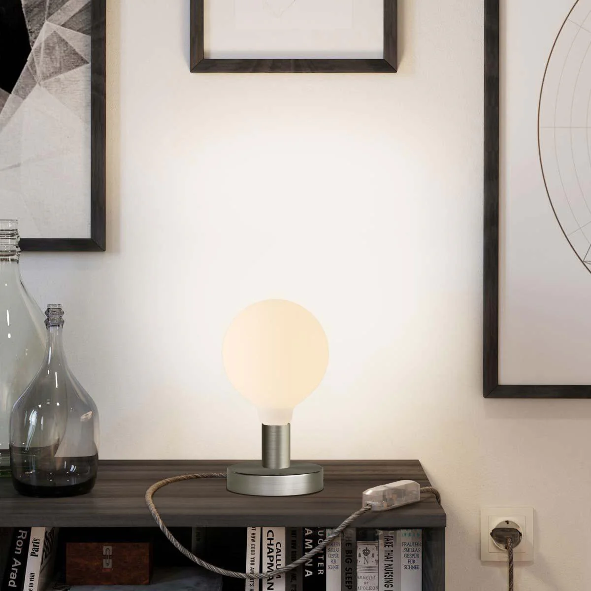 Posaluce Globo table lamp in metal – Satin titanium - Image 6