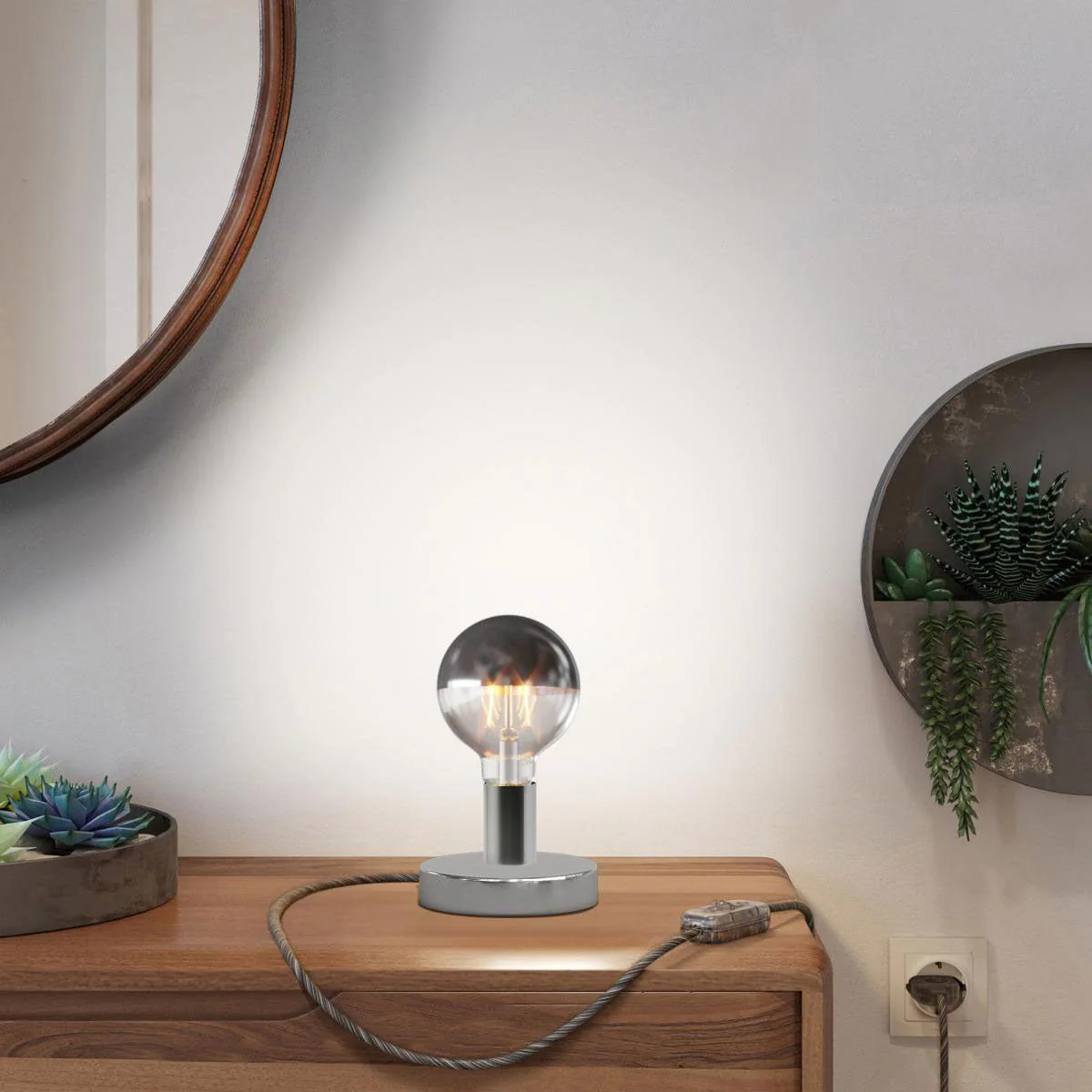 Posaluce Half Cup table lamp in metal - Chrome - Image 2