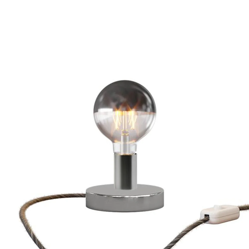 Posaluce Half Cup table lamp in metal with UK plug - Chrome