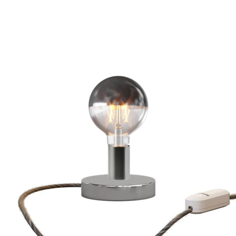 Posaluce Half Cup table lamp in metal with UK plug - Chrome - Image 5