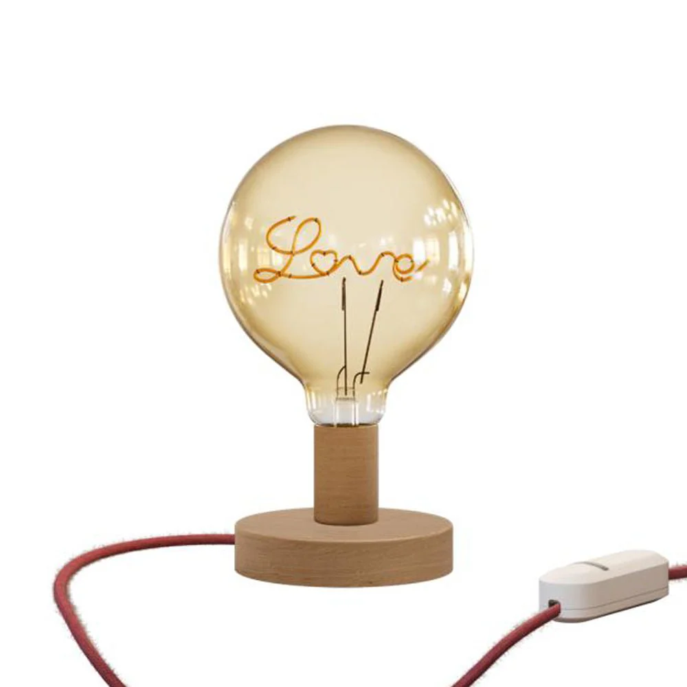 Posaluce Love table lamp in wood with UK plug - Neutral - Image 5