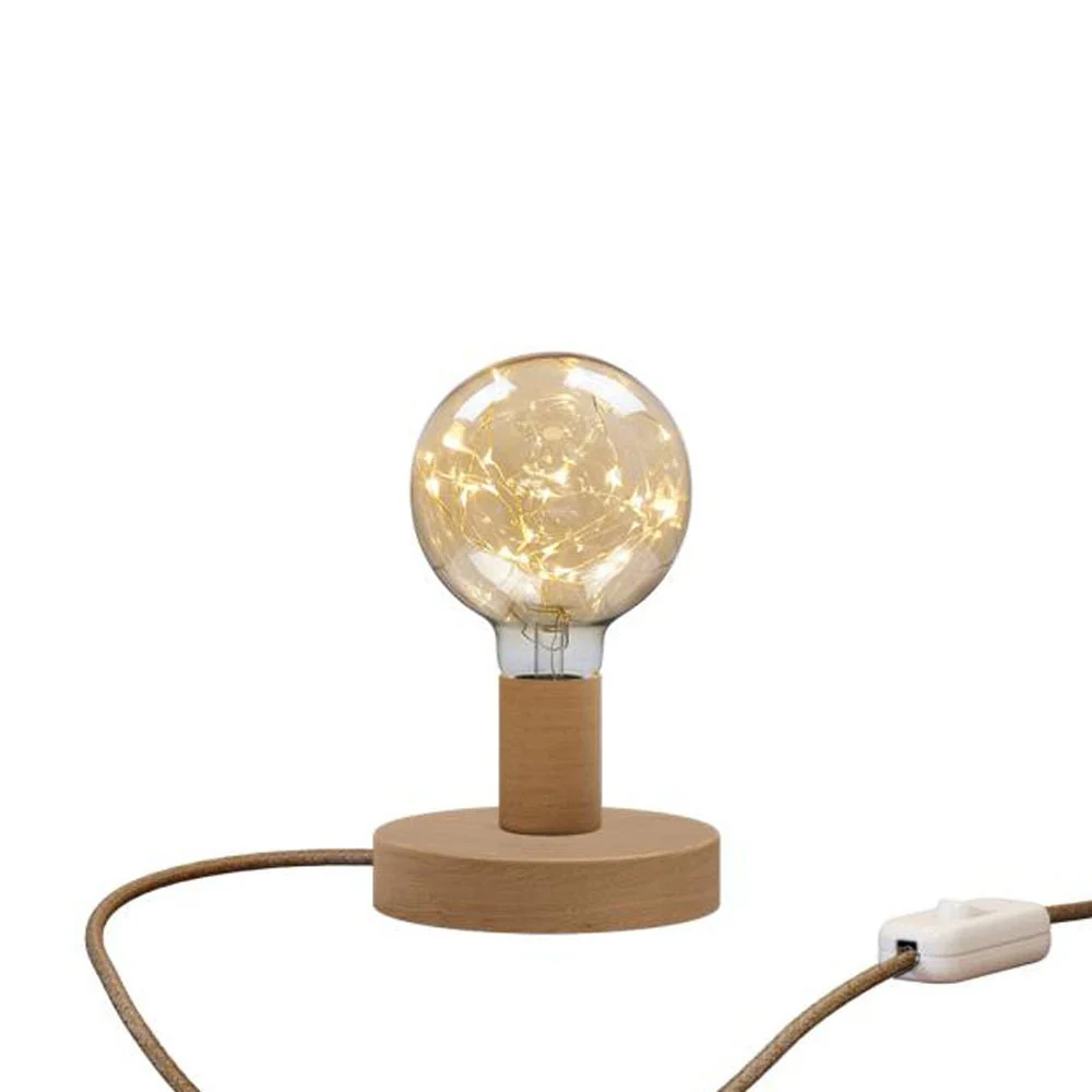 Posaluce Milleluci table lamp in wood and UK plug - Neutral