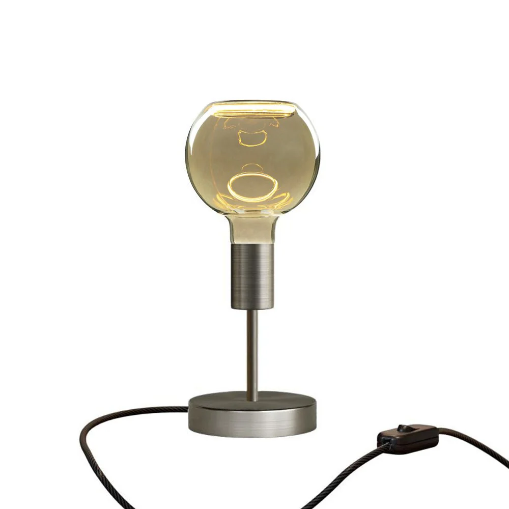 Alzaluce Globo Ghost table lamp in metal with UK plug - Satin titanium