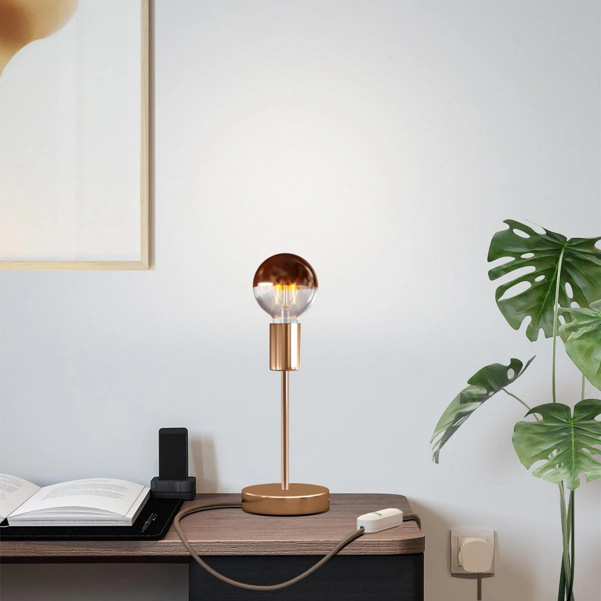 Alzaluce Half Cup table lamp in metal with UK plug - Copper - Image 6