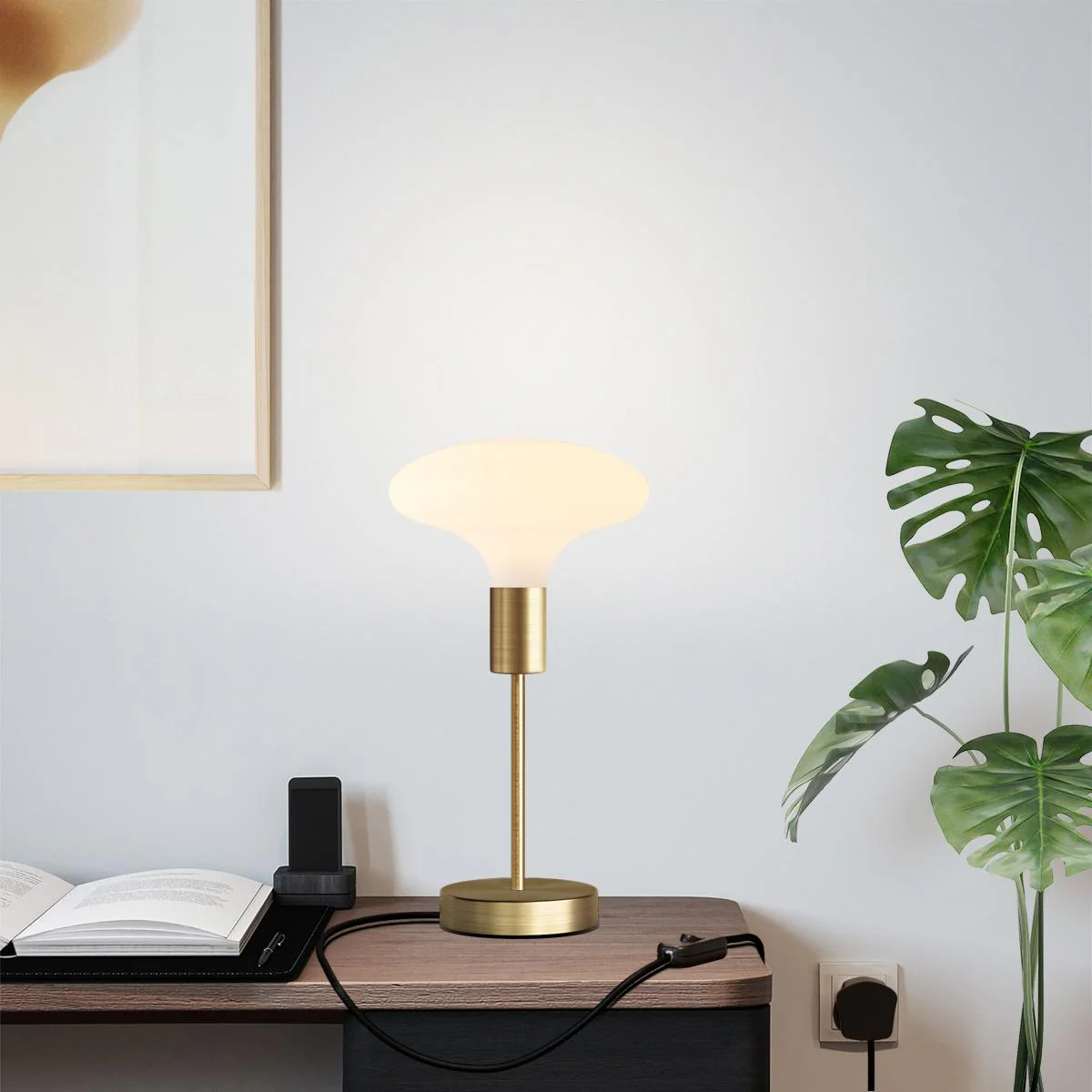 Idra table lamp in metal with UK plug - Satin bronze - Image 2