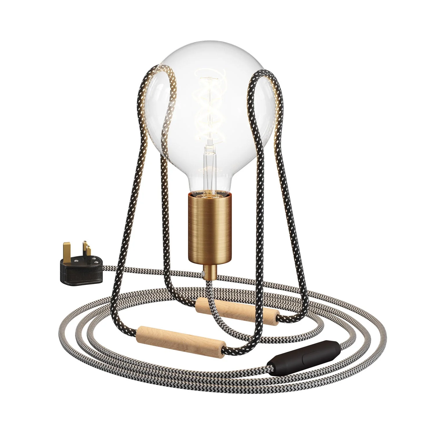Taché Metal table lamp and UK plug - Black and White