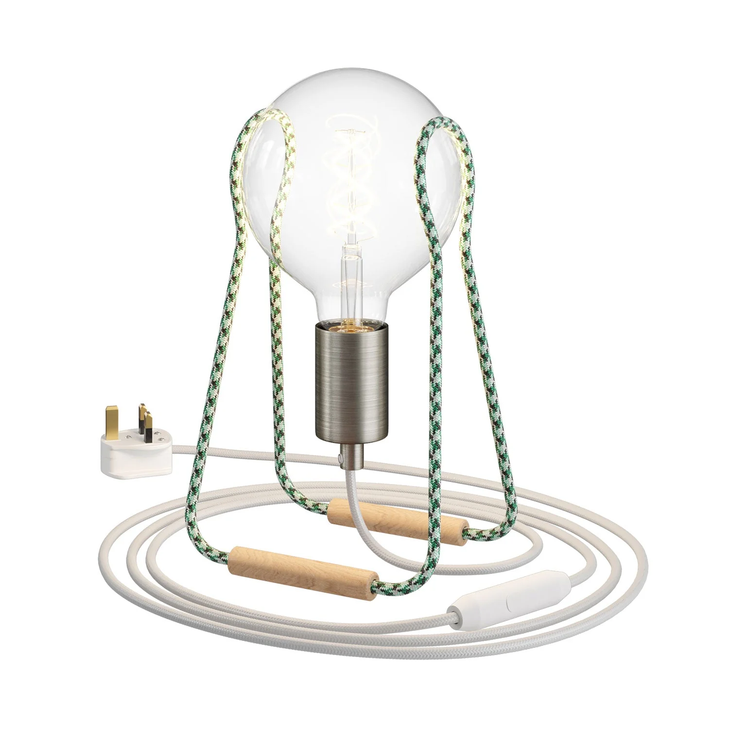 Taché Metal table lamp and UK plug - Green Puzzle