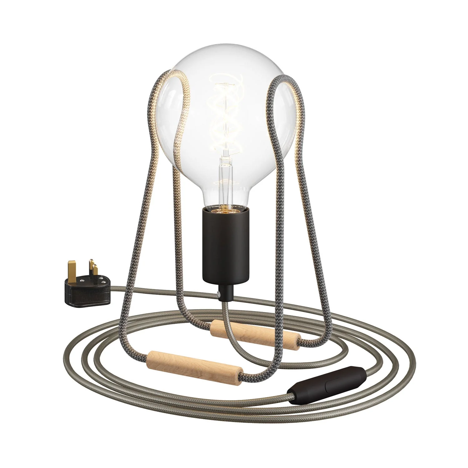Taché Metal table lamp and UK plug - Zig Zag Dark Grey