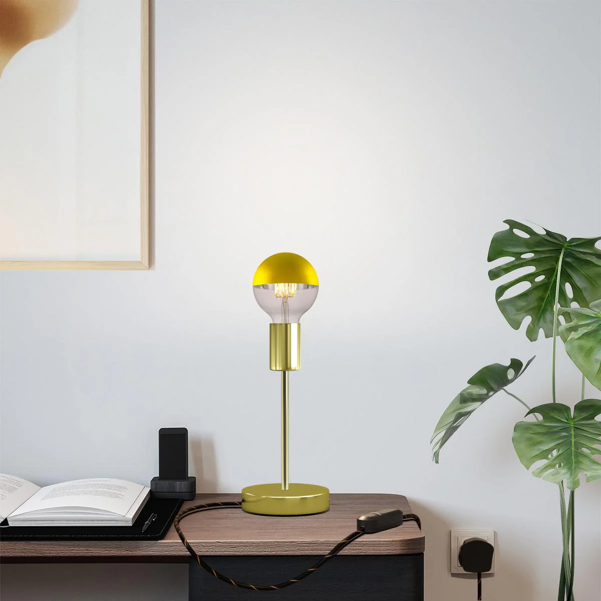 Alzaluce Half Cup table lamp in metal with UK plug – Brass - Image 6