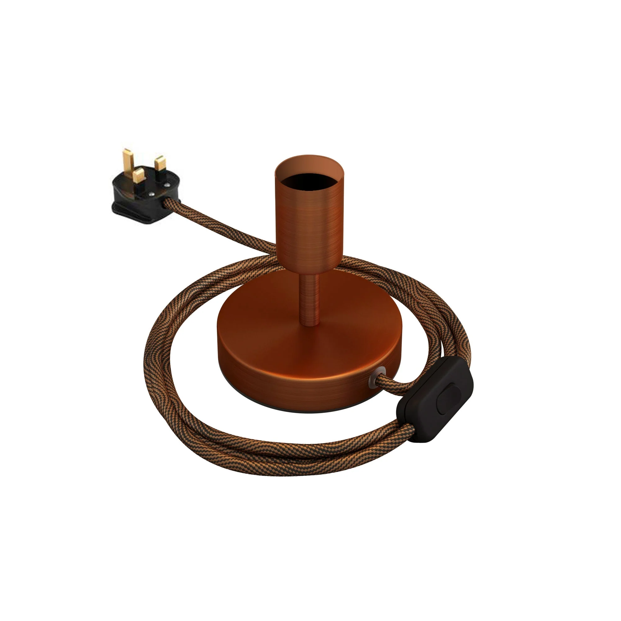 Alzaluce – Metal table lamp with UK plug – Satin copper