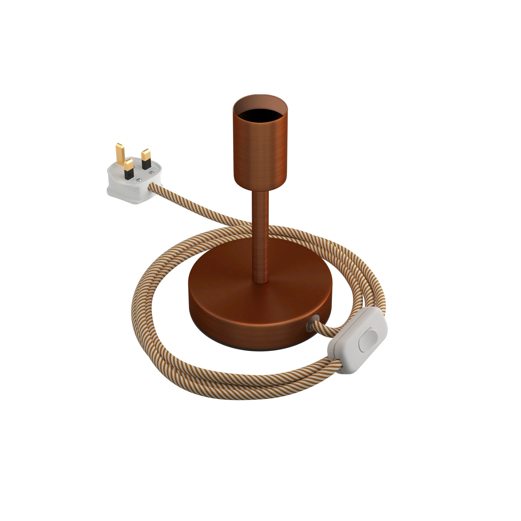 Alzaluce – Metal table lamp with UK plug – Satin copper - Image 5