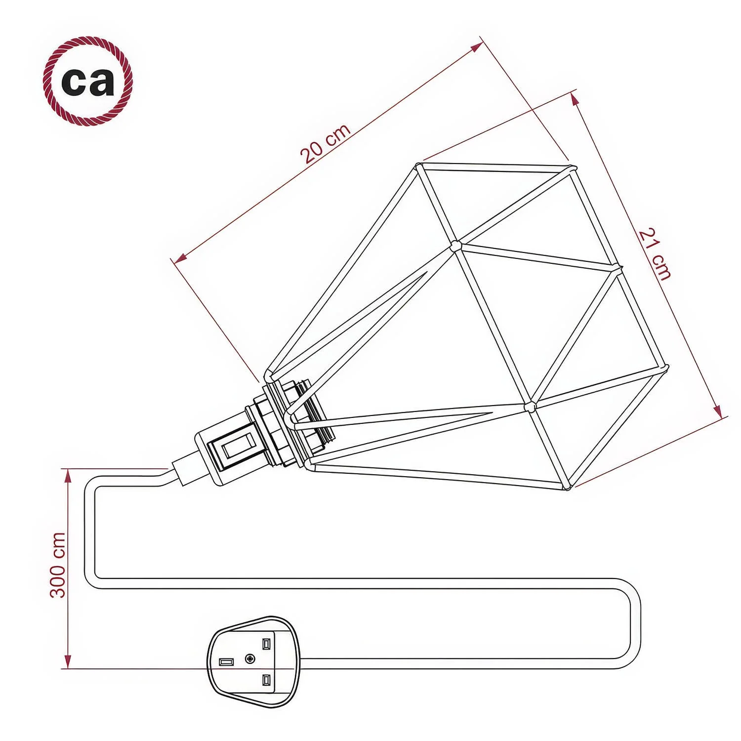Table Snake - Plug-in lamp with UK plug and Diamond cage lampshade - Copper - Image 4