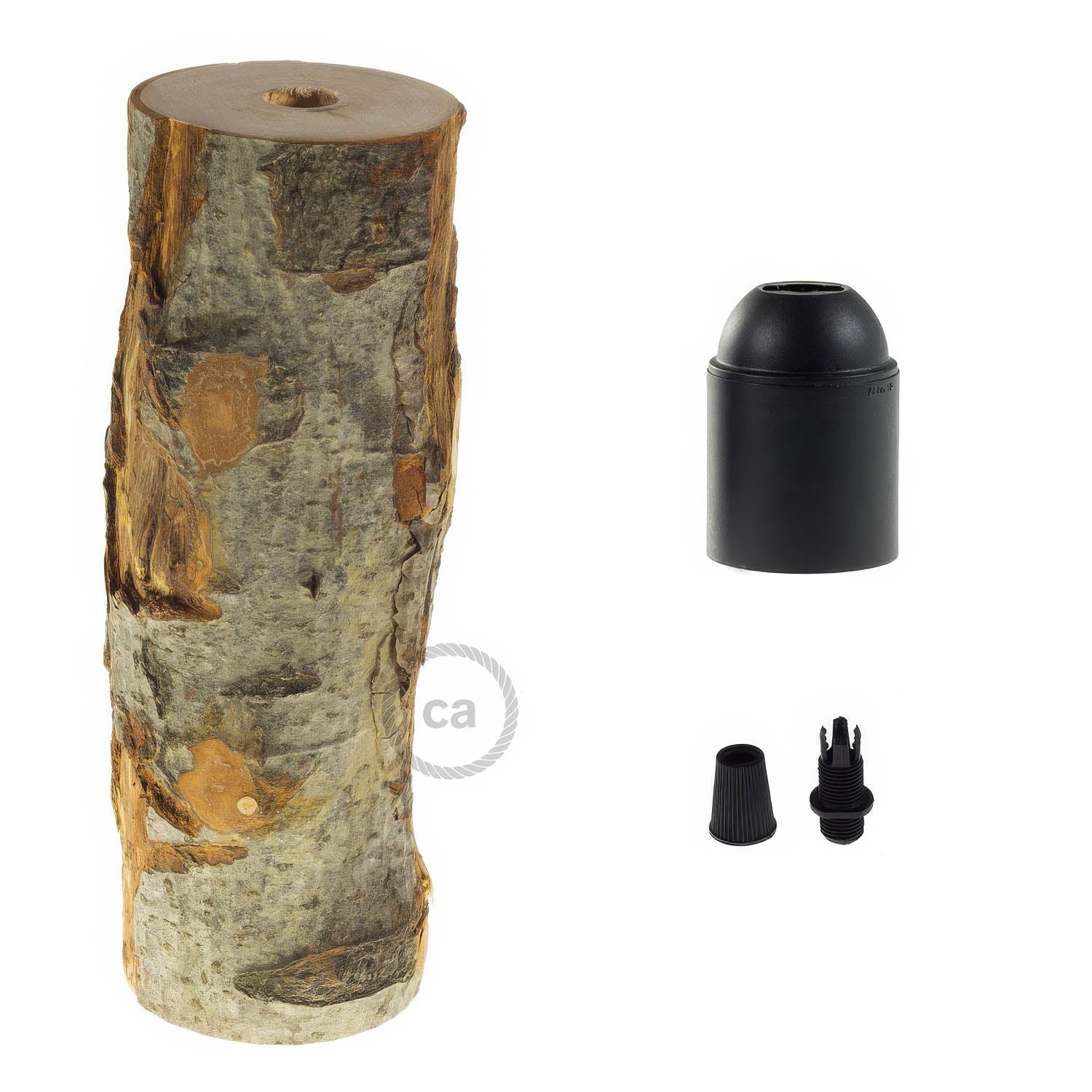 Tall E26 Log Light Socket Kit - Bark - Image 2