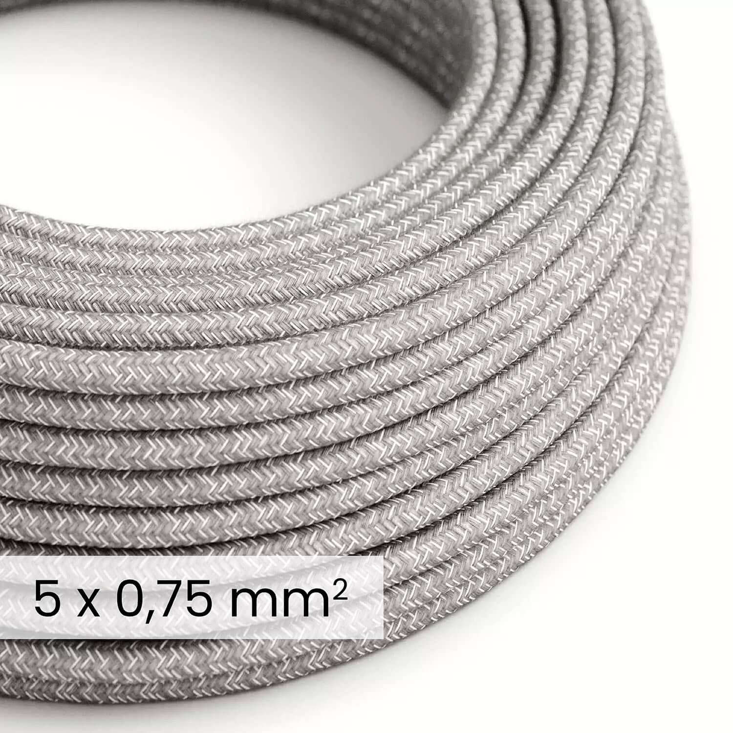 DALI 5x0.75 mm² linen grey melange textile cable - Decorative cable for lighting systems RN02