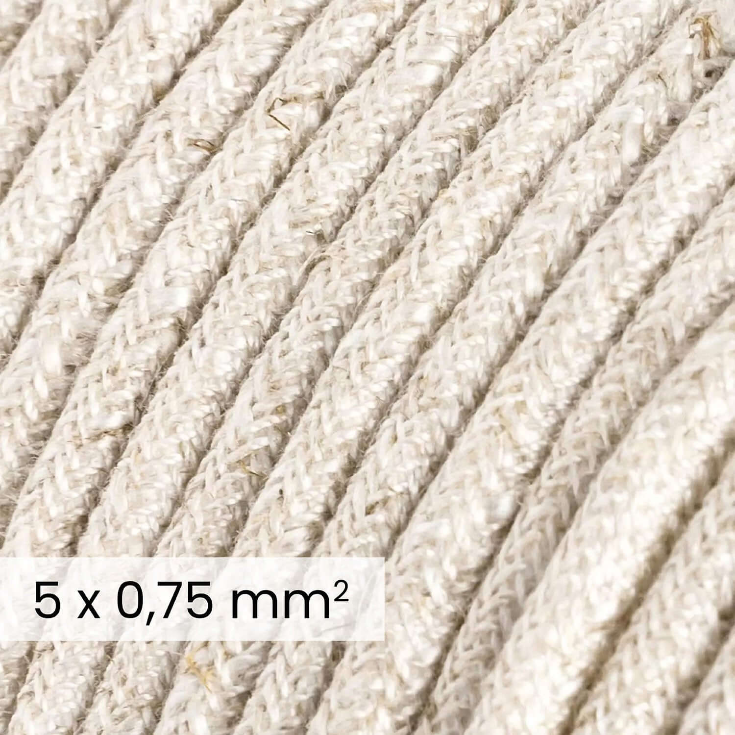 DALI 5x0.75 mm² natural white linen textile electric cable - Designer lighting wire RN01 - Image 2