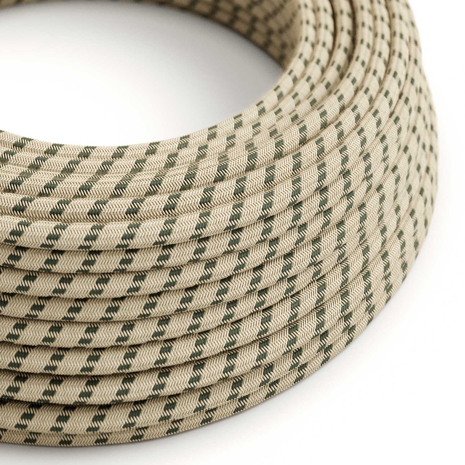 Textile cable for lighting Anthracite Grey and Beige Stripes - The Original Creative Cables, for creative lamps - RD54