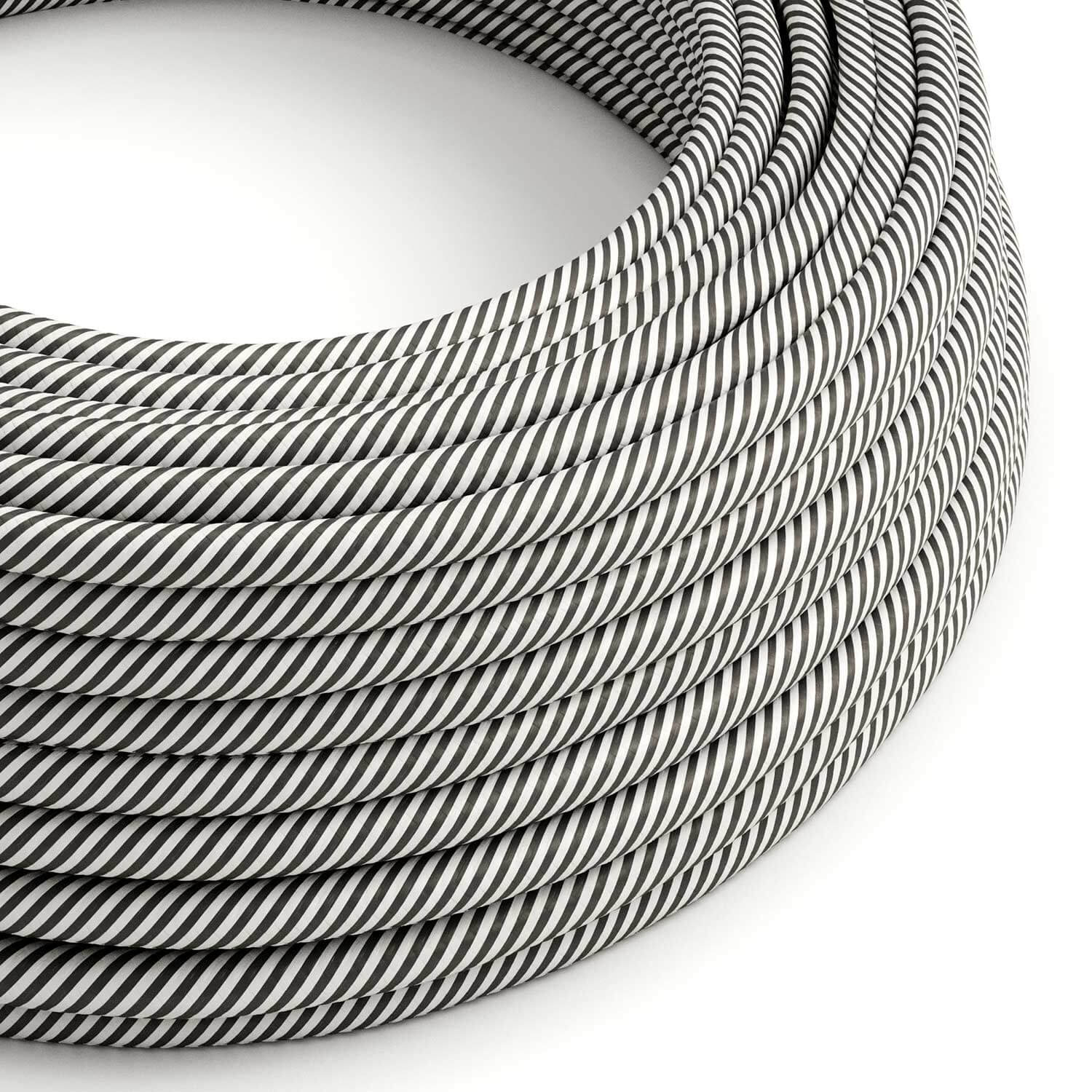 White and Slate Vertigo fabric cable for lighting – The Original Creative Cables, for unique luminous decorations – ERM37