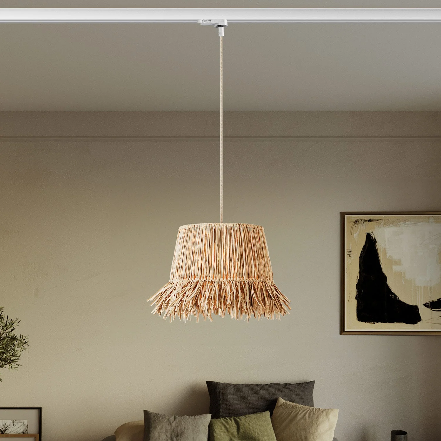 Track lamp with Honolulu raffia lampshade - Neutral - Image 2