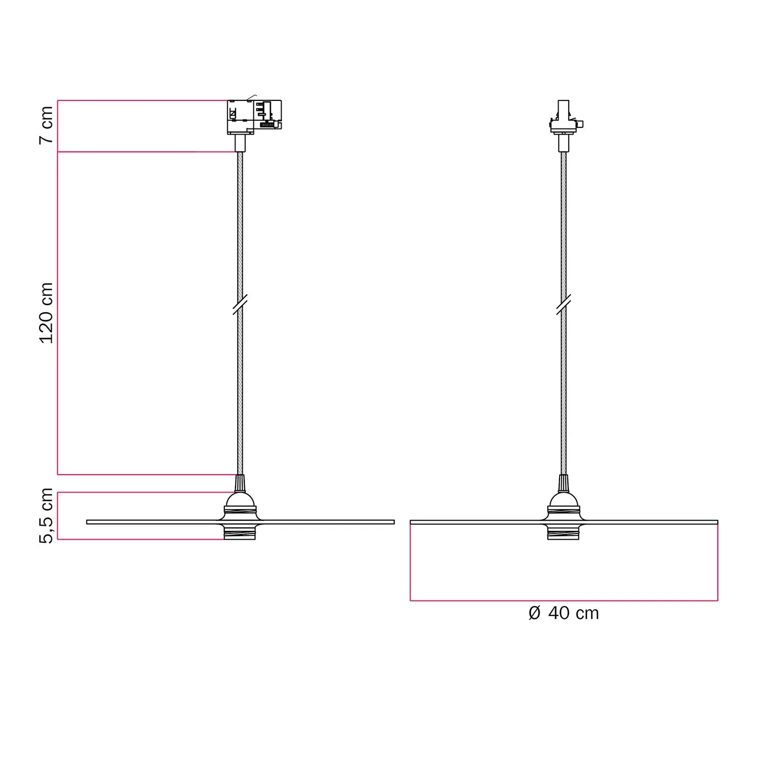Pendant lamp for tracks with XL Ellepi lampshade - Corten effect - Image 6