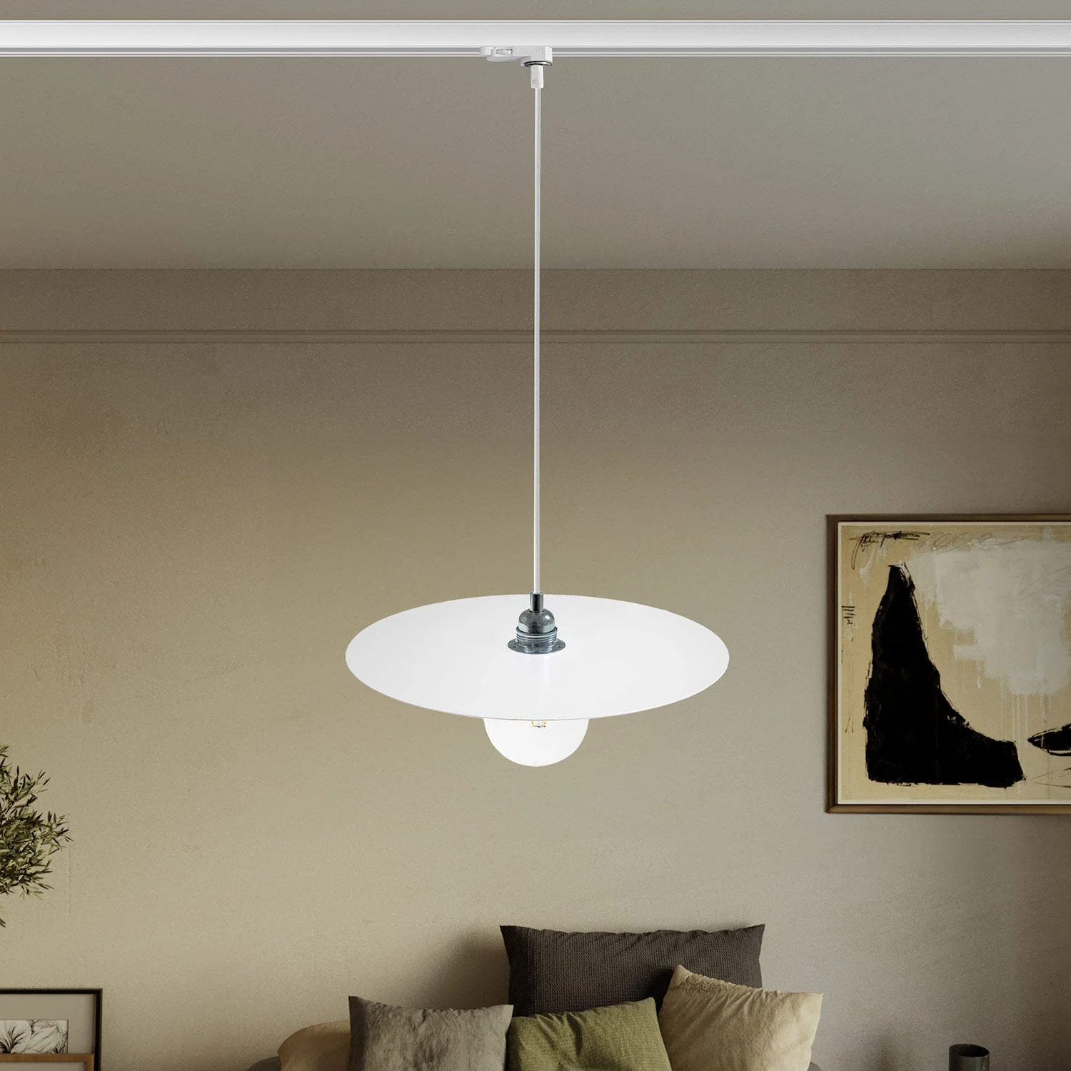 Pendant lamp for tracks with XL Ellepi lampshade - White - Image 2