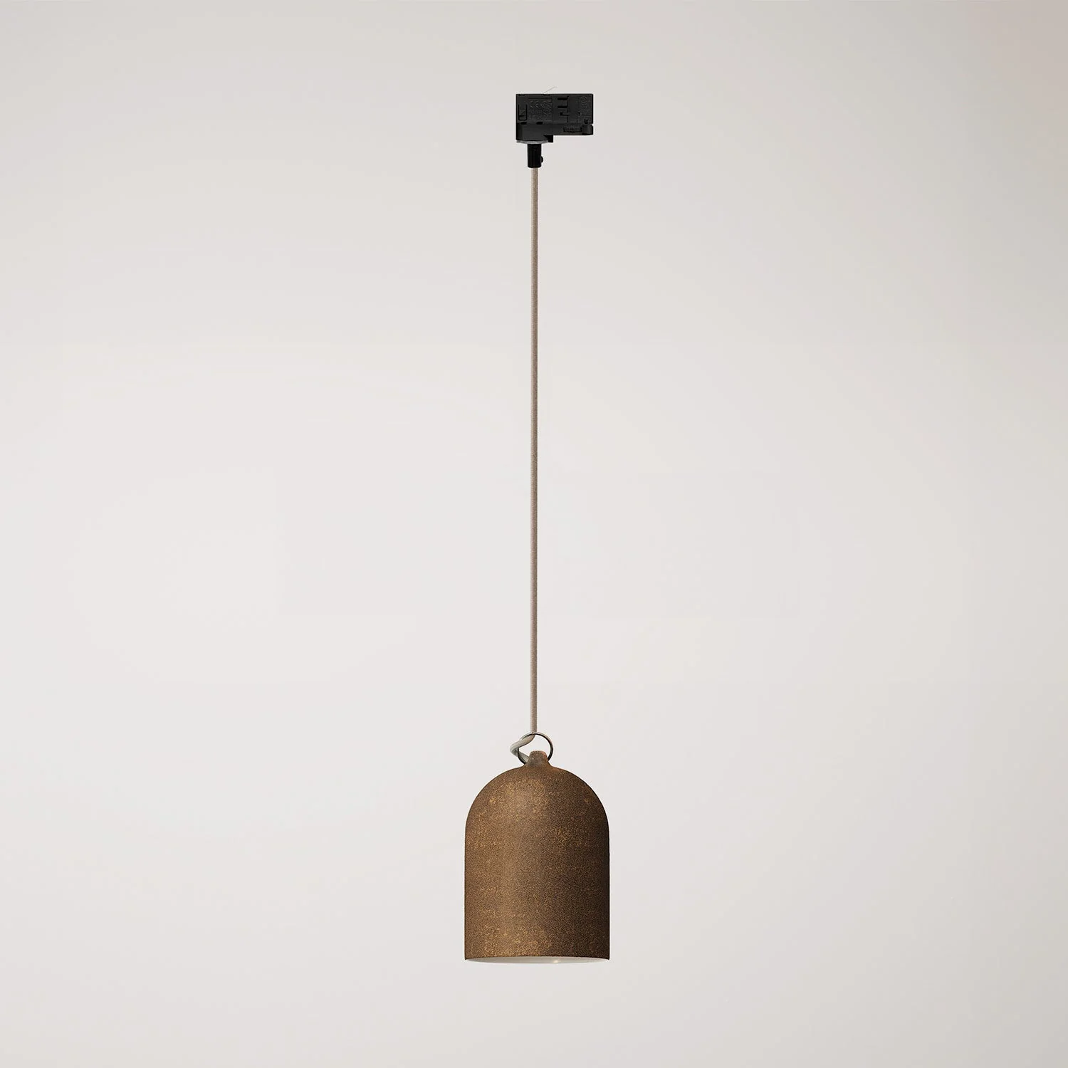 Track pendant with mini Bell ceramic lampshade - Corten effect