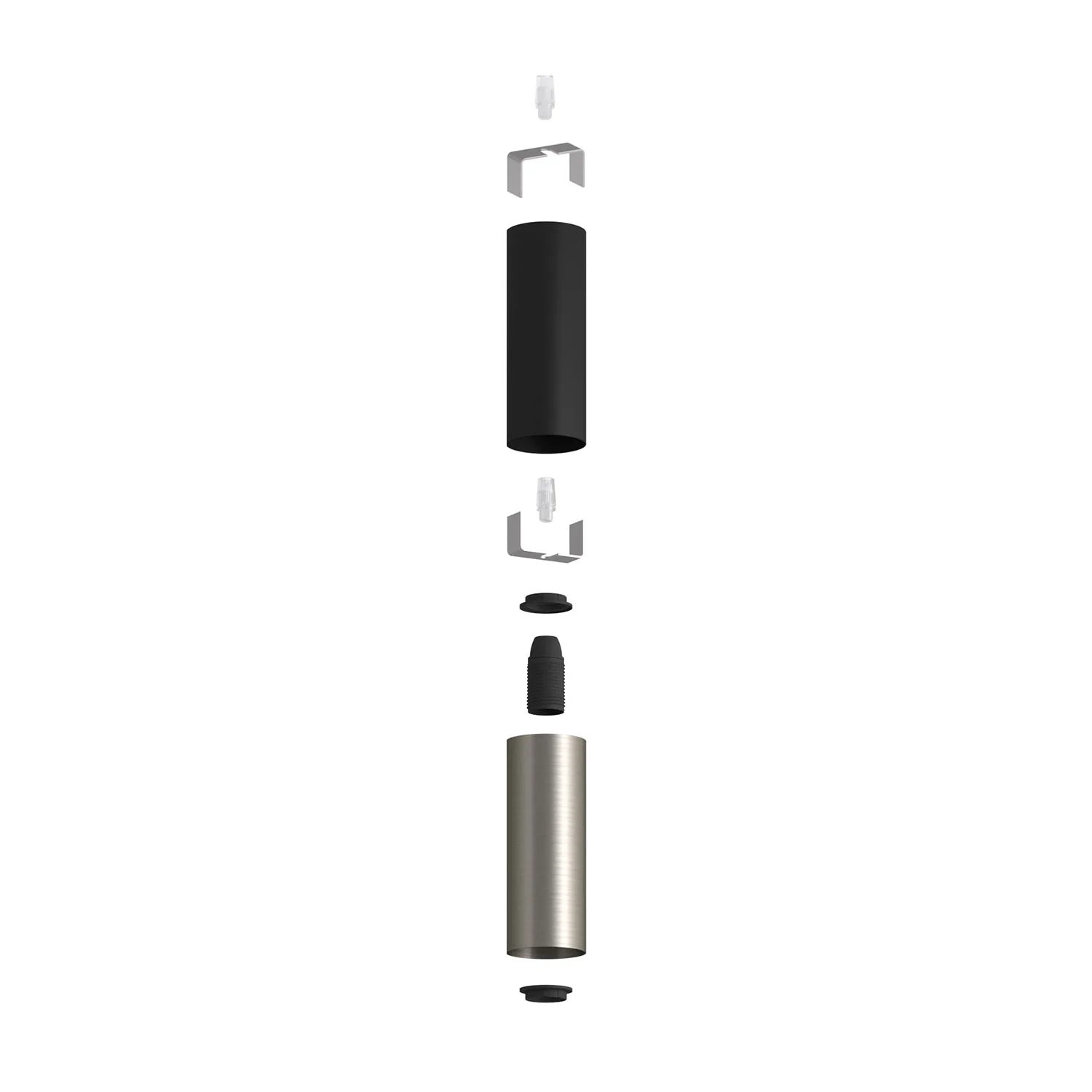 Tub-E12, double metal tube spotlight with double E12 socket ring - Black and Brushed Titanium - Image 2