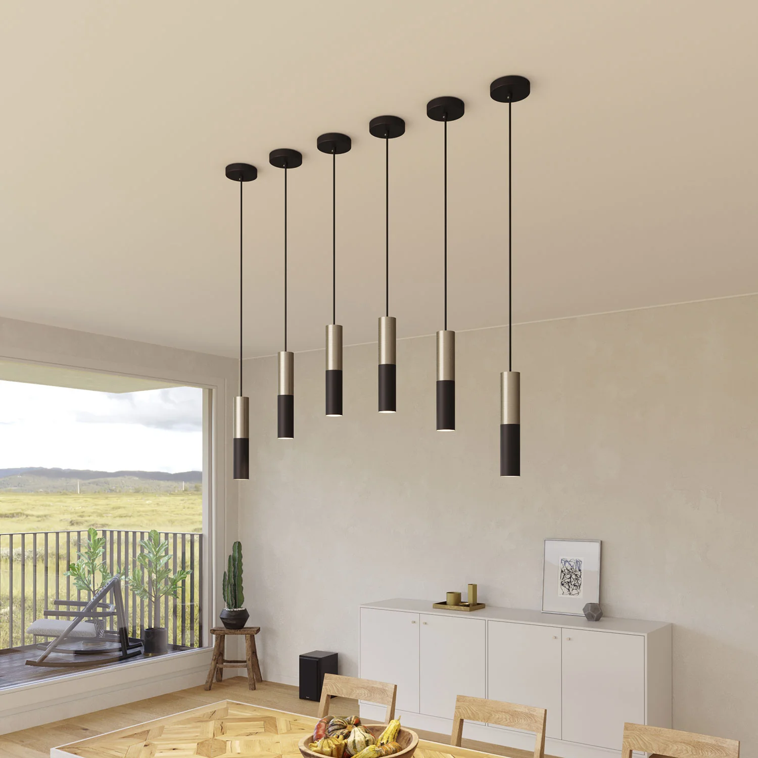 Tub-E12, double metal tube spotlight with double E12 socket ring - Black and Brushed Titanium - Image 5