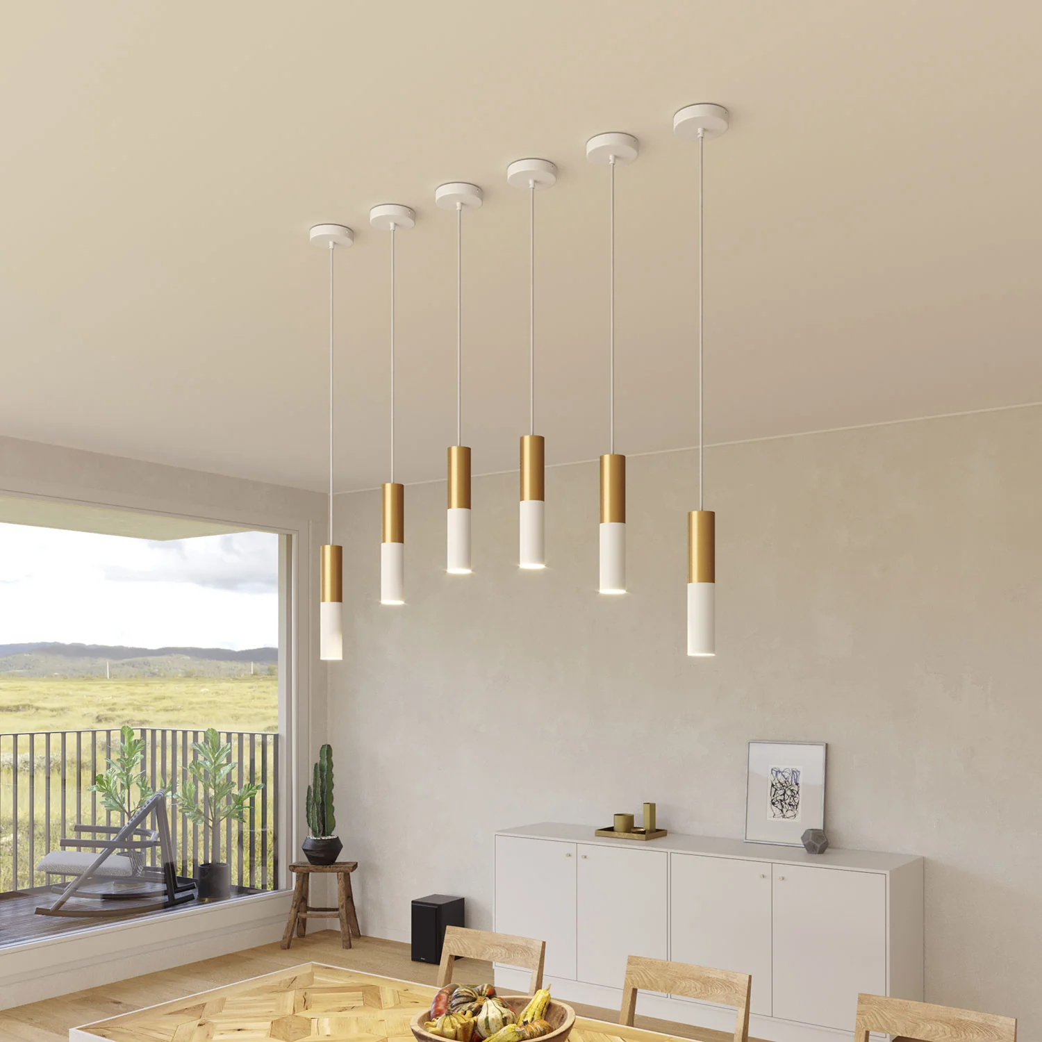 Tub-E12, double metal tube spotlight with double E12 socket ring - Matt White and Brushed Bronze - Image 5