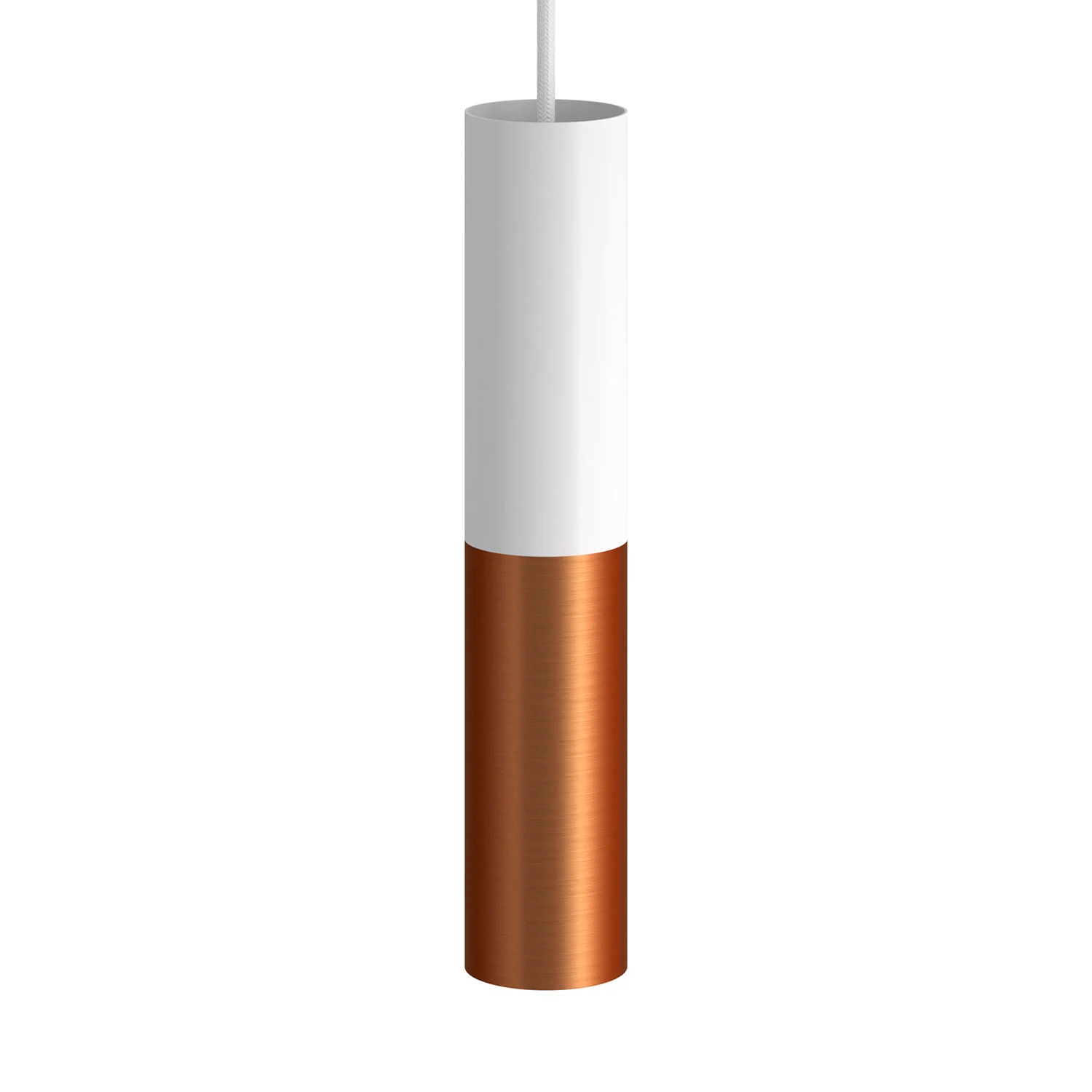 Tub-E12, double metal spotlight tube with double E12 socket ring – Matt White and Brushed Copper