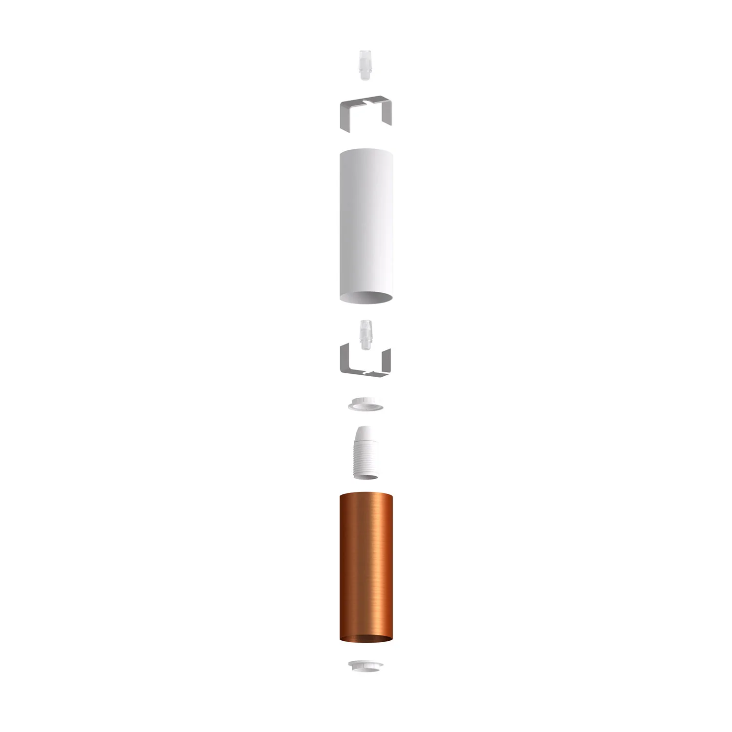 Tub-E12, double metal spotlight tube with double E12 socket ring – Matt White and Brushed Copper - Image 2