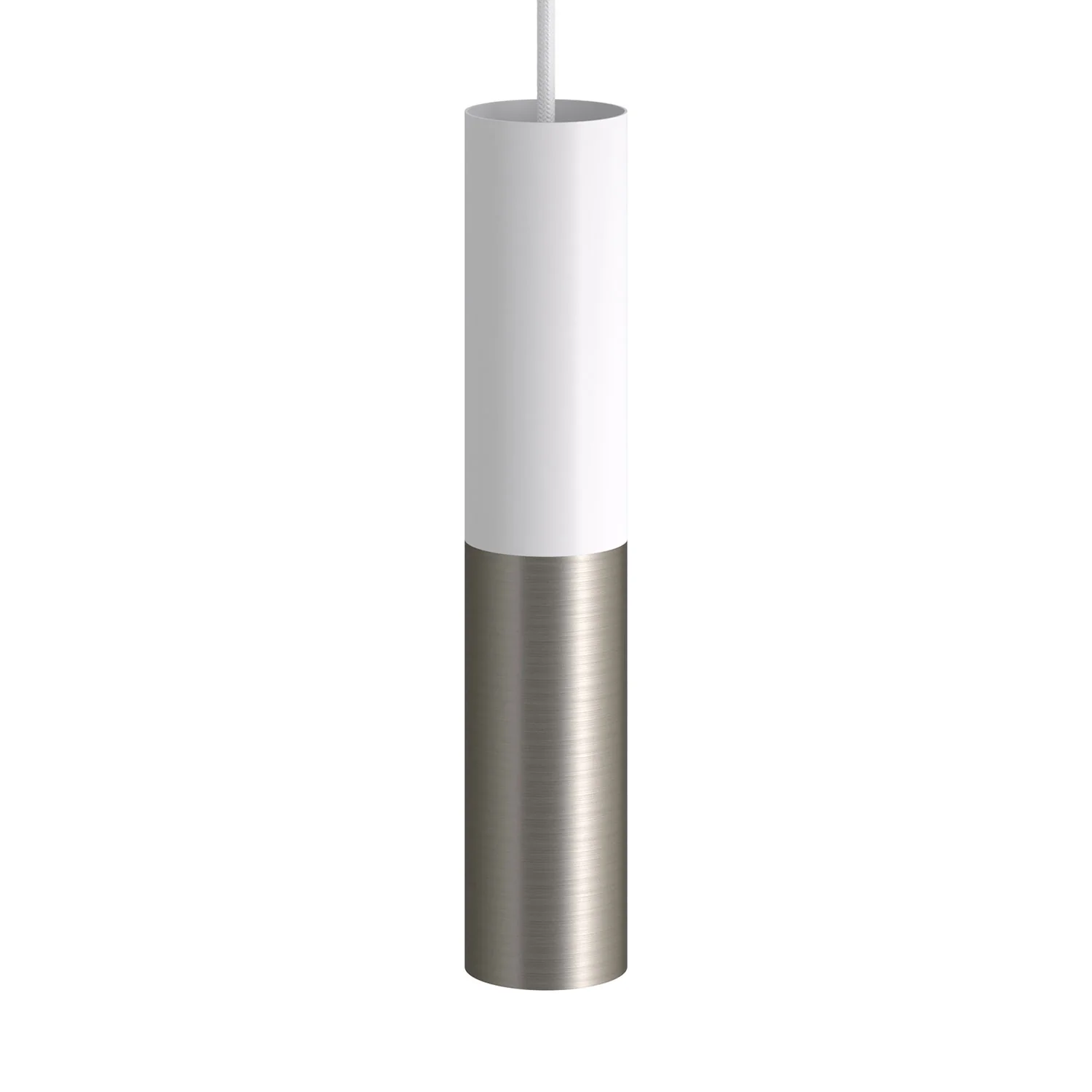 Tub-E12, double metal tube spotlight with double E12 socket ring - Matt White and Brushed Titanium