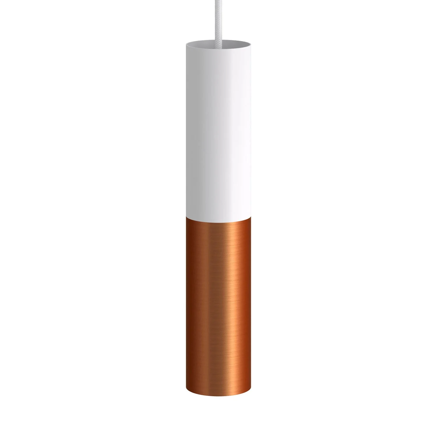 Tub-E14, double metal tube for spotlight with double-ring E14 lamp holder – Matt White and Satin Copper