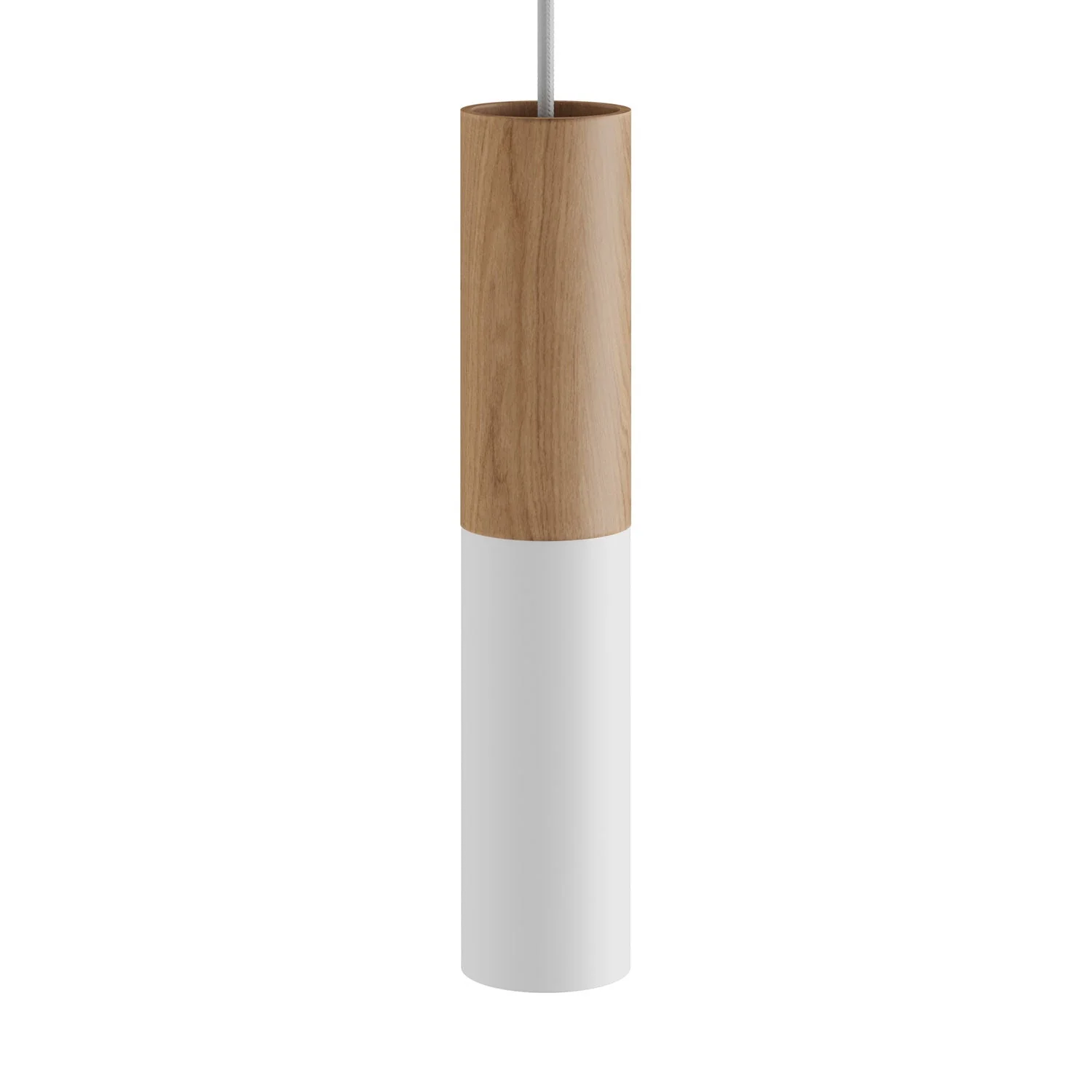 Tub-E14, wood and metal tube for spotlight with double ring E14 lamp holder - Neutral and Matt White